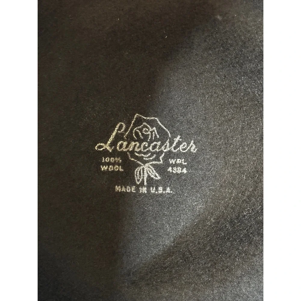 Lancaster Black 100% Wool Bowler Hat Satin Rose Faux Pearl Accents Made in USA